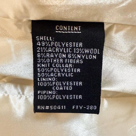 Kensie Herringbone Coat Small Beige Full Zip Ribbed Collar Cozy Chic - Picture 8 of 10